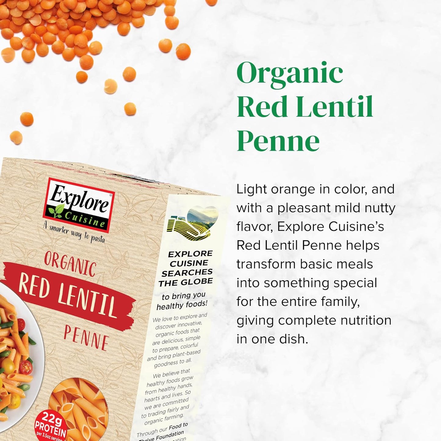 Explore Cuisine Organic Red Lentil -22g